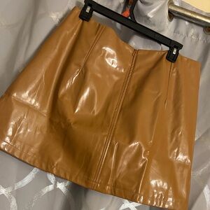 Tan Leather Mini Skirt